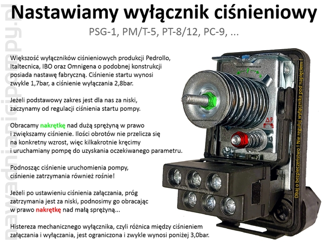 Jak nastawić wyłącznik ciśnieniowy PM-5, PT-5, PT-8, PT-12, PSG-1, PC-9_1_1_1